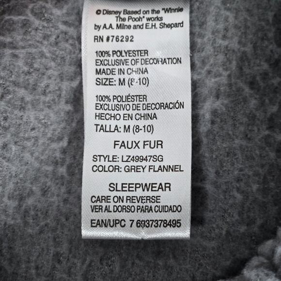 Disney Faux Fur Winnie The Pooh Grey Flannel OK But First Hunny Super Soft M - Picture 5 of 9